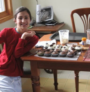 Lila and our clown cupcakes